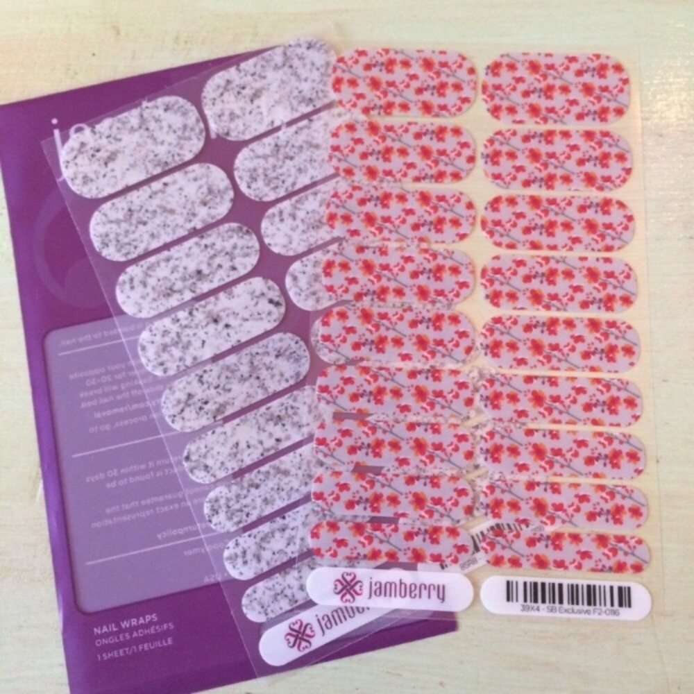 Jamberry Nail Wraps Cherry Blossom Granite 2 Sheet